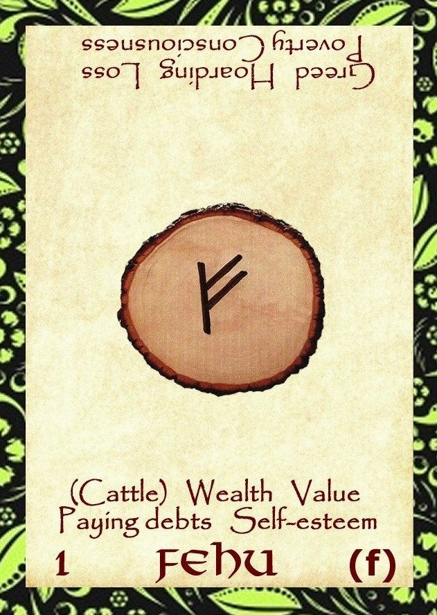 1 Fehu - Rune Cards with Key Words